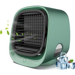 SeaTop Portable Air Conditioner, Mini Personal Evaporative Air Cooler, Super Quiet Desk Small AC Unit with 7 Colors LED Light, USB 3 Speeds Fan for Office Room Bedroom,Green