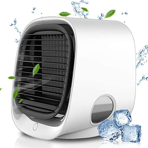 Air Cooler, Evaporative Air Cooler& Portable Air Conditioner/Humidifier, 2021 Mini Air Conditioner Noiselessness with USB Charge, 3 Adjustable Speeds with LED Lighting for Room Home Office (M)