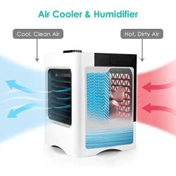 Portable Air Conditioner, Rechargeable Evaporative Air Cooler - 3 in 1 Mini USB Air Conditioner Fan, Sterilizer, Humidifier, Desktop Cooling Fan with 3 Speeds for Home Room Office