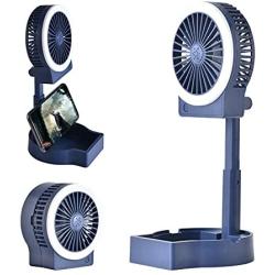 Handheld Mini Fan Battery Operated Small Personal Portable Fan With 2 Brightness LED light,3 Speed Rechargeable USB Desk Fan，Electric Adjustable Small Fan for Home Office Indoor Outdoor Travelling