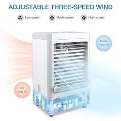 Kakeedoo Portable Air Conditioner Fan, Mini Evaporative Air Cooler 800ml Large Water Tank Desk Air Cooling Fan with 3 Speed Wind Humidifier for Home Bedroom Office Indoor Outdoor
