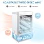 Kakeedoo Portable Air Conditioner Fan, Mini Evaporative Air Cooler 800ml Large Water Tank Desk Air Cooling Fan with 3 Speed Wind Humidifier for Home Bedroom Office Indoor Outdoor