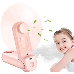 Portable Handheld Misting Fan Small Personal Desk Fan USB Rechargeable for Home Office Outdoor by Alpharan(Pink)
