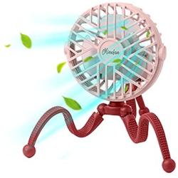 Mini Handheld Personal Portable Fan with Flexible Tripod on Desk, USB or Batterry Powered (Pink)’