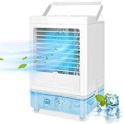 TAECCL Portable Air Conditioner Evaporative Air Cooler with Timer Humidifier Misting Fan Mini Air Conditioner Personal Cooler Desk Fan Battery Operated Rechargeable Cooling Fan for Room, Office