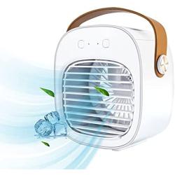 XIDAJIE Portable Air Conditioner Personal Mini Evaporative Air Cooler with Handle, 3 in 1 Water Cooling Fan USB Rechargeable Desk Fan for Room/Office/Dorm/Bedroom/Low Noise/180ML Tank