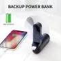 JISULIFE Mini Tragbarer Handfächer, USB-Rechargebar, 14-21 Stunden Laufzeit, Klappbares Handfächer mit Powerbank und Taschenlampe – Blau