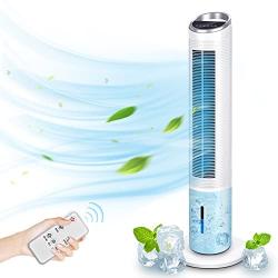 Evaporative Air Cooler - 40 Portable Oscillating Fan Tower Fan with Evaporative Cooler & Humidifier, 3-Speed Setting 3-Wind Type Remote Control 70°Oscillating 8 Hour Timer LCD Control Super Quiet