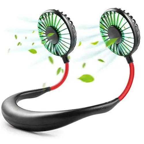 Vent Moteur pour Cou, Mini USB, Ventilateur Personnel Rechargeable, Design Casque, Petit Ventilateur de poche, 3 Vitesses Ajustables et Lumière LED pour Voyage, Extérieur, Bureau, Sports Vent Moteur pour Cou, Mini USB, Ventilateur Personnel Rechargeable, Design Casque, Petit Ventilateur de poche, 3 Vitesses Ajustables et Lumière LED pour Voyage, Extérieur, Bureau, Sports