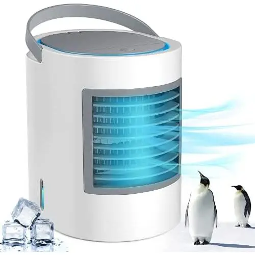 Refroidisseur Portable d'Air, Ventilateur Personnel de Bureau Évaporatif, Misteur Fan Ventilateur Bruyant, Ventilateur de Bureau 3 en 1 USB Sans Fil avec Poignée Portable pour Maison Bureau Office Refroidisseur Portable d'Air, Ventilateur Personnel de Bureau Évaporatif, Misteur Fan Ventilateur Bruyant, Ventilateur de Bureau 3 en 1 USB Sans Fil avec Poignée Portable pour Maison Bureau Office