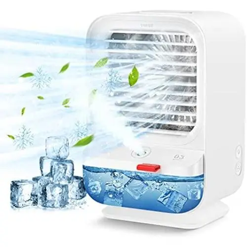 Sholov Portable Air Conditioner Fan Mini Personal Evaporative Air Cooler 90 Shaking Head with Battery with 3 Speeds & 2 Misting & LED Light for Home, Bedroom, Travel & Office, USB Charging, White Sholov Portable Air Conditioner Fan Mini Personal Evaporative Air Cooler 90 Shaking Head with Battery with 3 Speeds & 2 Misting & LED Light for Home, Bedroom, Travel & Office, USB Charging, White