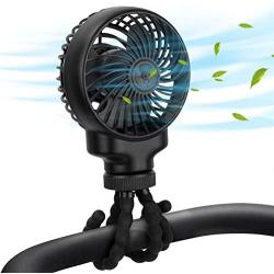 Mini Stroller Fan Clip On, Portable Rechargeable Handheld Personal Fan with Flexible Tripods, Small Desk Fans USB or Battery Powered Travel Powerful Quiet Fan for Baby, Treadmill, Carseat, Room, Gym