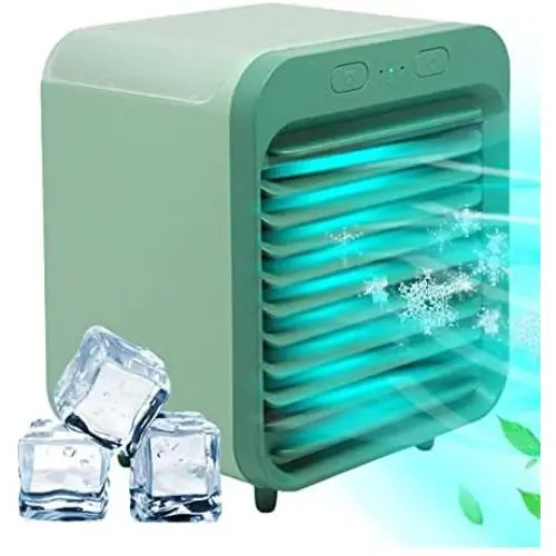 Tragbarer Luftkühler, 2-in-1 Mini Luftkühler mit Luftbefeuchter, 3 Windstärken, Große Wasservorratsbehälter, Ultra-Leise, USB-Tischventilator für Zuhause, Schlafzimmer, Büro, Innen- und Außenbereich