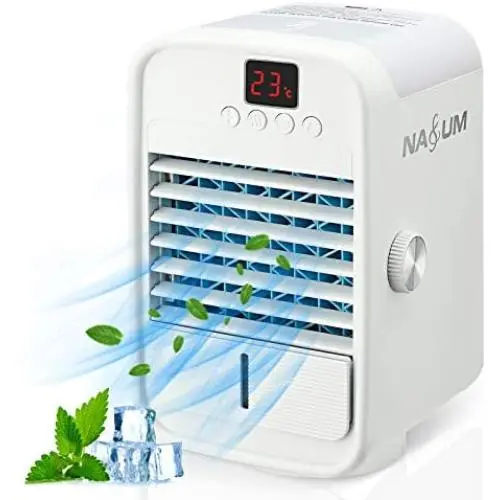 Air Conditioner Fan,NASUM Personal Air Cooler and Humidifier, 5 in 1 Mini Portable Evaporative Humidifier Air Freshener with 3 speeds& Colorful LED Light for Bedroom,Office,School,and Basement Air Conditioner Fan,NASUM Personal Air Cooler and Humidifier, 5 in 1 Mini Portable Evaporative Humidifier Air Freshener with 3 speeds& Colorful LED Light for Bedroom,Office,School,and Basement