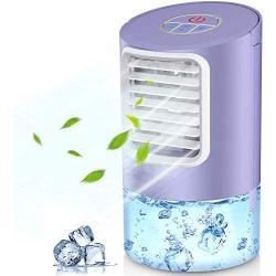 Personal Evaporative Air Cooler, Humidifier Portable Mini Space Air Conditioners Desk Fan with 3 Wind Speeds for Room Office Home Travel, Purple By Page Hodge (Purple)