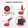 Kleiner Schreibtisch-Ventilator mit Lichtfunktion, USB-Aufladung, 3 Geschwindigkeiten, 2 Helligkeitsstufen, faltbar, tragbar, Mini-Ventilator, leise Betriebsweise, lange Lebensdauer für Home Office Auto Outdoor Reise (Rot)