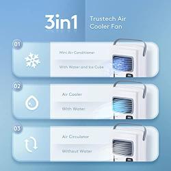 Portable Air Conditioner Fan for Small Room - 3 in 1 Personal Mini Desktop AC Evaporative Air Cooler Fan w/ 12H Timer, Adjustable Wind Direction, 500ML Large Water Tank, 2 Speeds, for Office Home