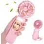Mini Handheld Fön, Tragbarer Fön, Akkubetriebener Mini-Fön, Kleiner Persönlicher Fön, USB-Aufladbar, 3-Stufen-Einstellbar mit Spiegel & LED-Taschenlampe, Makeup Eyelash Fön für Frauen Mädchen Reise Büro