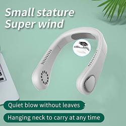 Neck Fan Rechargeable Fan Portable Foldable 3-Speed Adjustable USB Mini Fan Wearable Personal Fan for Outdoor/ Home/ Office (WHITE)