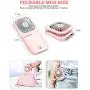 HARZBEKE Handheld-Ventilator, Kleine Tragbarer USB-Akku-Ventilator mit 3 Geschwindigkeiten, Kleiner Schreibtischventilator, Winkelanpassbar, Ideal für Reisen, Zuhause, Büro, Schule, Warteschlange – PINK
