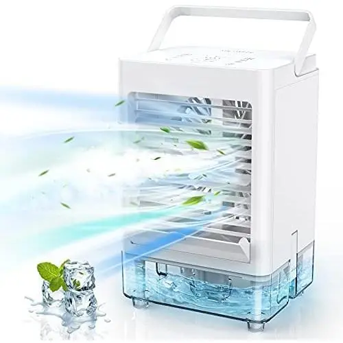 Refroidisseur Portable LORDSON, Mini Ventilateur Evaporatif Rechargeable avec Humidificateur et Pulvérisateur pour Bureau, Chambre, Camping (3 Vitesse) Refroidisseur Portable LORDSON, Mini Ventilateur Evaporatif Rechargeable avec Humidificateur et Pulvérisateur pour Bureau, Chambre, Camping (3 Vitesse)