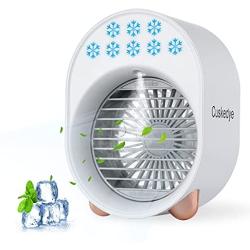 Personal Air Conditioner Mini Air Cooler Humidifier Purifier 3 Adjustable Speeds with LED Light Personal Evaporative Cooler by USB with Water Tank for Small Room/Office/Dorm/Bedroom