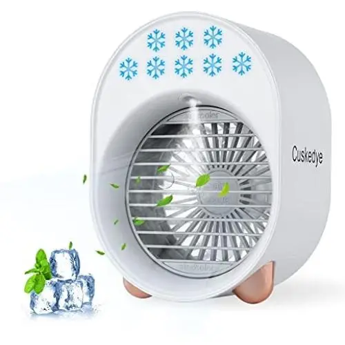 Refroidisseur d'air personnel Mini refroidisseur d'air avec humidificateur et purificateur 3 vitesses réglables avec lumière LED, refroidisseur évaporatif USB avec réservoir d'eau pour petite pièce/bureau/dortoir/chambre. Refroidisseur d'air personnel Mini refroidisseur d'air avec humidificateur et purificateur 3 vitesses réglables avec lumière LED, refroidisseur évaporatif USB avec réservoir d'eau pour petite pièce/bureau/dortoir/chambre.