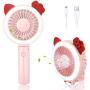 Jasilon[NEWEST FOLDABLE LED Handheld Fan] Mini USB Personal Fan with Adjustable 3 Speeds Wind, Small Portable Fan Light, Desk Fan Small Quiet for Kids Baby Girls Woman Home Office Outdoor Travel-Pink