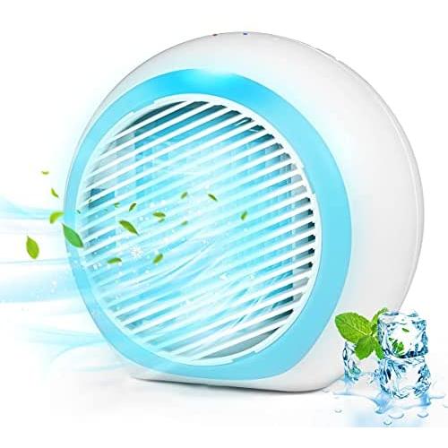 Portable Air Conditioner, Rechargeable Evaporative Air Conditioner with Low Noise 3 Speeds 6 Colors LED Light, Multifunctional Air Cooler with Handle for Home, Office and Room