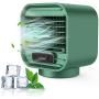 Portable Air Conditioner, Zeato 3 in 1 Personal Air Cooler, 2000 mAh Rechargeable Mini USB Mobile Cooling Fan and Humidifier Misting, Small Space Evaporative Cooler Adjustable 3 Speeds for Home, Office, Room, Camping - Green