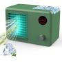 Tragbarer Mini Luftkühler, 2000 mAh Akkubetriebener Luftkühler mit 3 Geschwindigkeitsstufen, wiederaufladbarer Mini-Luftkühler mit Nachtlicht (7 Farben) für Schreibtisch, Büro, Raum