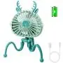 Ventilateur Portable USB Manuel, Petit, Personnel, pour Pousse Bébé, Ventilateur de Bureau, 3 Vitesse, avec Trépied Flexible, 360° Rotatif, Ultra Silencieux, Cadeau d’Été pour Pousse-Pousse/Plage/Tapis de Course/Camping/Bureau/Lit (Vert)