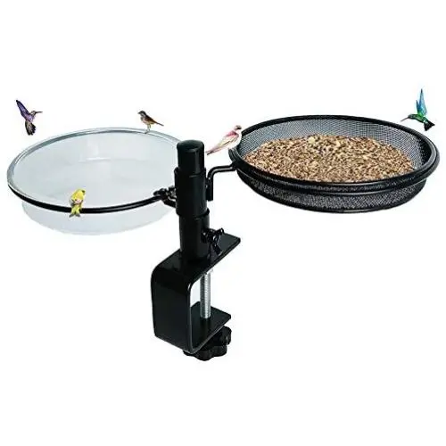Cueillette d'oiseaux sur votre balcon avec ce distributeur d'oiseaux HLTOP : plateau de bains d'oiseaux, plateau en treillis métallique, bol d'eau détachable et support robuste à pince réglable. Parfait pour attirer les oiseaux. Cueillette d'oiseaux sur votre balcon avec ce distributeur d'oiseaux HLTOP : plateau de bains d'oiseaux, plateau en treillis métallique, bol d'eau détachable et support robuste à pince réglable. Parfait pour attirer les oiseaux.