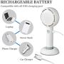 Mini Handheld Fan, Battery Operated Rechargeable Portable Fan with LED Light Makeup Mirror, Bladeless Small Personal Fan 3 Speeds Eyelash Fan for Women Girls Outdoor Travel (White)