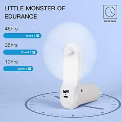 JISULIFE Handheld Fan with 4800 mAh Powerbank Max 46 Hours Runtime,Pocket Fan Portable Battery Operated or USB Powered Folding Personal Fan,3 Speeds,Enhanced Airflow,Rechargeable Quiet Mini Fan-White