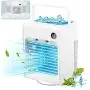 Tragbarer Luftkühler, Tragbarer Luftklimaanlagen-Schreibtischlüfter, Persönlicher Mini-Evaporative-Luftkühler mit LED-Display, Nachtlichtern & Wasserbehälter, Super-Leise Selbstdrehung Küchendeftiger für Schlafzimmer Büro Outdoor