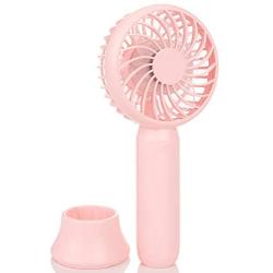 Super Mini Handheld Fan, Pocket Size Portable Battery Fan with Max 18 Hours Working Time, Strong Airflow, 3 Speeds, Natural Wind Mode, Removable Base Personal Fan For Home, Office (Pink))