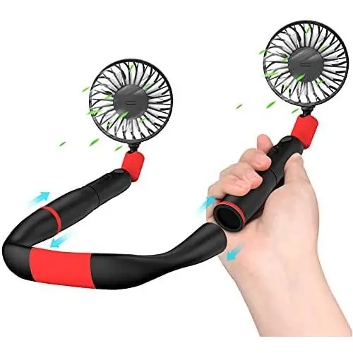 YND Portable Neck Fan Removable Neckband Fan 4000mAh Hand Free Mini Personal Fan with Dual Wind Head LCD Display USB Handheld Fan with 3 Level Air Flow for Outdoor Travel Sport(Black Red) YND Portable Neck Fan Removable Neckband Fan 4000mAh Hand Free Mini Personal Fan with Dual Wind Head LCD Display USB Handheld Fan with 3 Level Air Flow for Outdoor Travel Sport(Black Red)