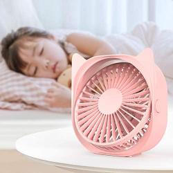 Personal Desk Fan Small Quiet USB Plug in, Mini Portable Table Fans for Sleeping Bedroom Nightstand, 3 Speeds Adjustable, Rotatable, Anti-slip, Fast Cooling for Home Office Dorm Work Travel (Pink)