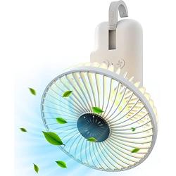 Mini Personal Portable fan Rechargeable ,Kloudi Camping fan with LED Lantern ,3 Speeds Adjustable Quiet Battery operated USB Desk Fan for Tent ,Office,Picnic,Fishing,Travel ,Outdoor