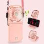 Portable Personal Fan Small Neck Fan for Women Mini Desk Fan USB Rechargeable Handheld Fan Used as a Power Bank and Phone Stand for Travel Indoor Outdoor (Pink)