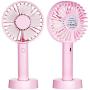 2021 Upgraded Small Desk Mini Fan with Battery Rechargeable, Portable Handheld Personal USB Fan with 3 Speed Strong Wind for Outdoor Activity, Home, Office, Eyelash Fan for Make up (Pink)