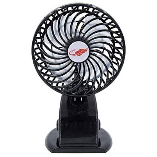 QUZOC Portable Hand Held Small Clip-On USB Fan for Stroller/Outdoor/Desk, Quiet and Strong 3-Speed Adjust Mini USB Powered Fans with Rechargeable Battery(black)