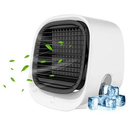 Personal Air Cooler, Mini Air Conditioner Noiseless Desk Air Conditioner USB Portable AC Fan Room Cooler with 3 Speeds Fan & 7 Colors LED Light for Office, Room