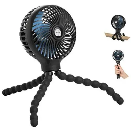 Mini Baby Stroller Fan, Handheld Personal Portable Fan with Flexible Tripod for Stroller Student Bed Desk Bike Crib Car Rides, USB or Battery Powered, Safe Quiet and Long Lasting Charge (Black) Mini Baby Stroller Fan, Handheld Personal Portable Fan with Flexible Tripod for Stroller Student Bed Desk Bike Crib Car Rides, USB or Battery Powered, Safe Quiet and Long Lasting Charge (Black)