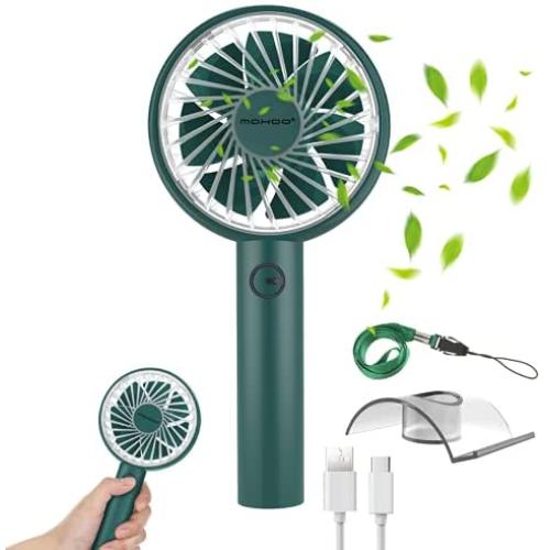 Vent Manuel Rechargeable Compact MOHOO Mini Ventilateur Portable 4 Vitesse avec Support Rotatif, Lanière et Grille Amovible pour Bureau Maison Bureau Extérieur Plage Voyage Vent Manuel Rechargeable Compact MOHOO Mini Ventilateur Portable 4 Vitesse avec Support Rotatif, Lanière et Grille Amovible pour Bureau Maison Bureau Extérieur Plage Voyage