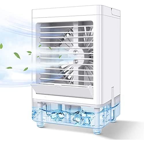 Kakeedoo Portable Air Conditioner Fan, Mini Evaporative Air Cooler 800ml Large Water Tank Desk Air Cooling Fan with 3 Speed Wind Humidifier for Home Bedroom Office Indoor Outdoor