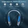 Bladeless Portable Neck Fan, Hands Free 9600 mAh Rechargeable Mini USB Personal Fan, 360° Cooling Necklace Fan 3 Speeds Hanging Neck Fan for Outdoor Sports Travel (Blue)