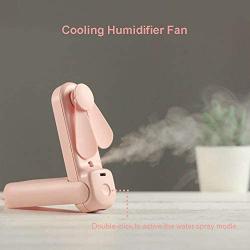 Portable Handheld Misting Fan Small Personal Desk Fan USB Rechargeable for Home Office Outdoor by Alpharan(Pink)