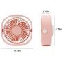 USB Table Fan Portable Mini Personal Desk Fan with 360 Rotation and Adjustable 3 Speed for Office, Travel-Pink